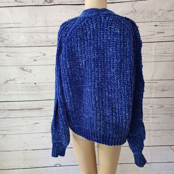 Marled by Reunited Blue Open Sleeve Sweater  Large NWT - Picture 3 of 5